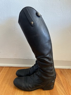 Kid's Heritage Contour Field Zip Tall Riding Boots in Black Leather US 5 Tall Slim