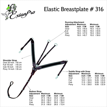 ExionPro Wide Elastic 3 Point Breastplate - Navy Blue Elastic with White Lines