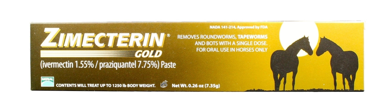 Zimecterin Gold Dewormer Paste 7.35gm for Horses, Treats Tapeworms - Riders Choice Supply Co