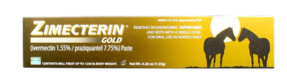 Zimecterin Gold Dewormer Paste 7.35gm for Horses, Treats Tapeworms - Riders Choice Supply Co