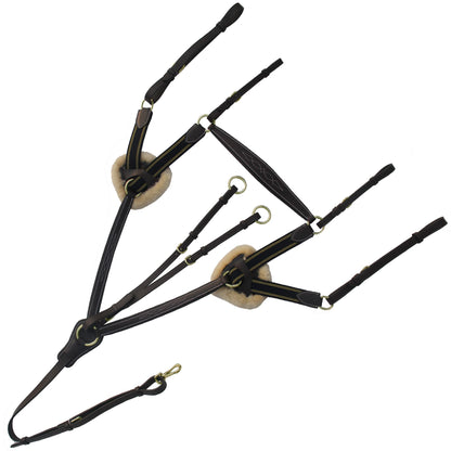 ExionPro 5 Point Breastplate - Navy Blue Elastic with Yellow Line