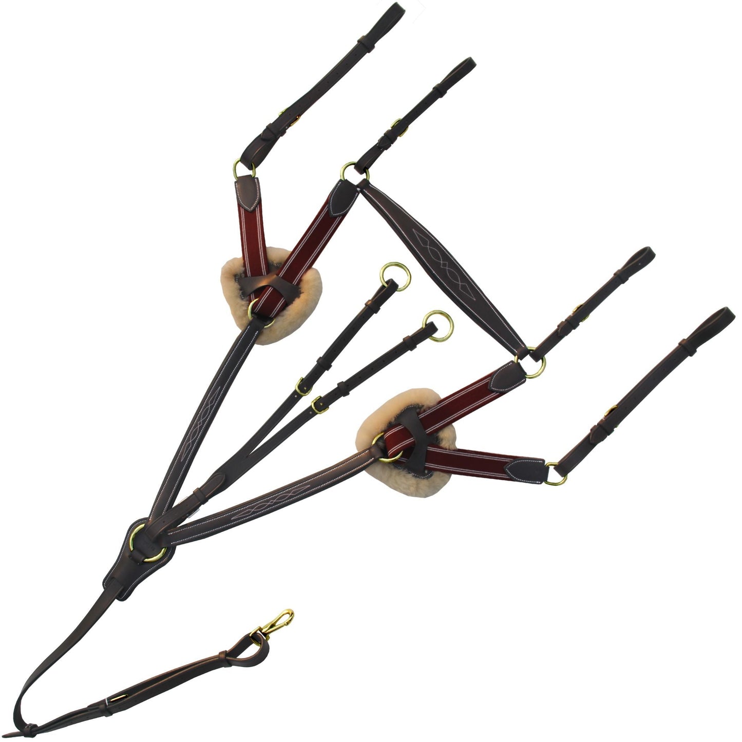 ExionPro 5 Point Breastplate - Burgundy Elastic with White Strips