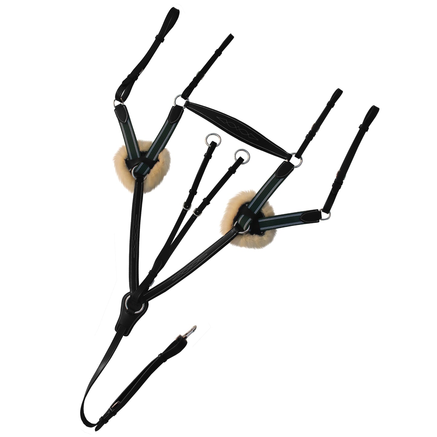 ExionPro 5 Point Breastplate - Green Elastic with White Lines