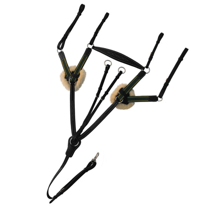 ExionPro 5 Point Breastplate - Green Elastic with Yellow Lines