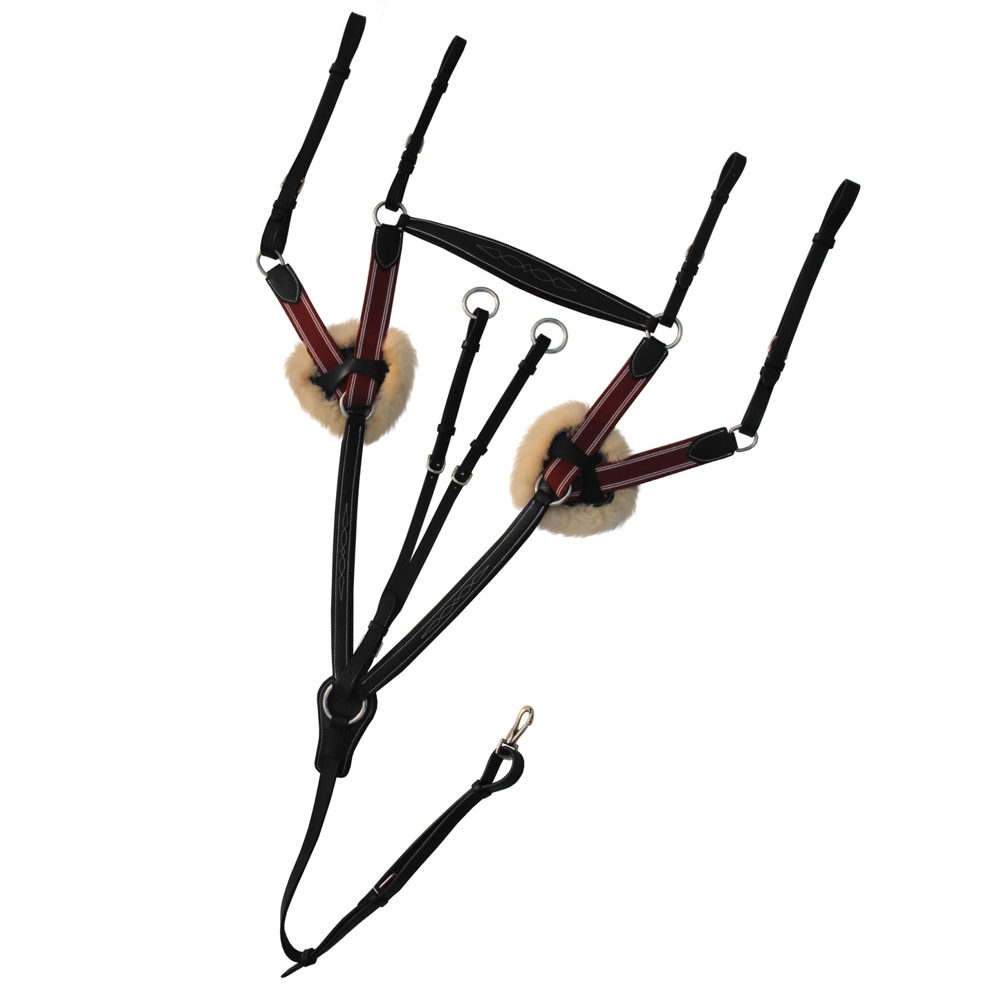 ExionPro 5 Point Breastplate - Burgundy Elastic with White Strips