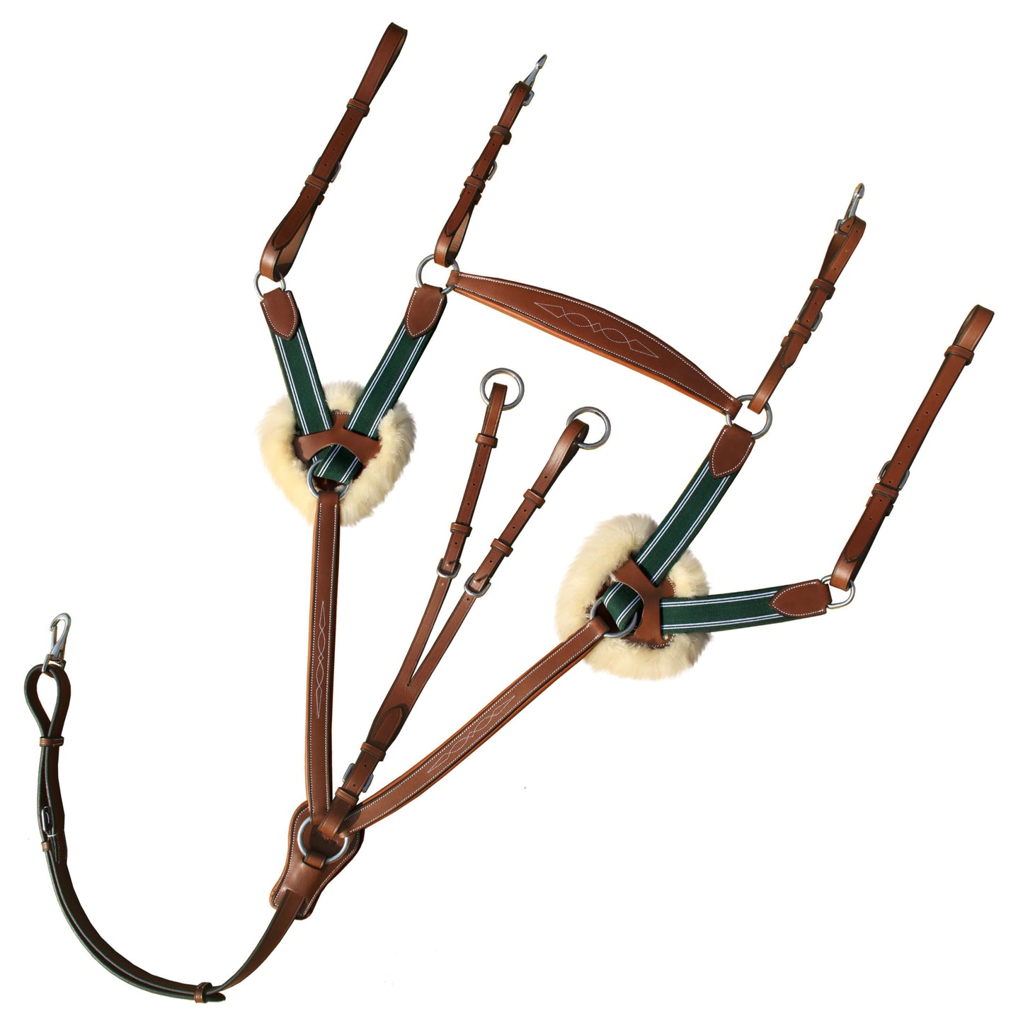 ExionPro 5 Point Breastplate - Green Elastic with White Lines