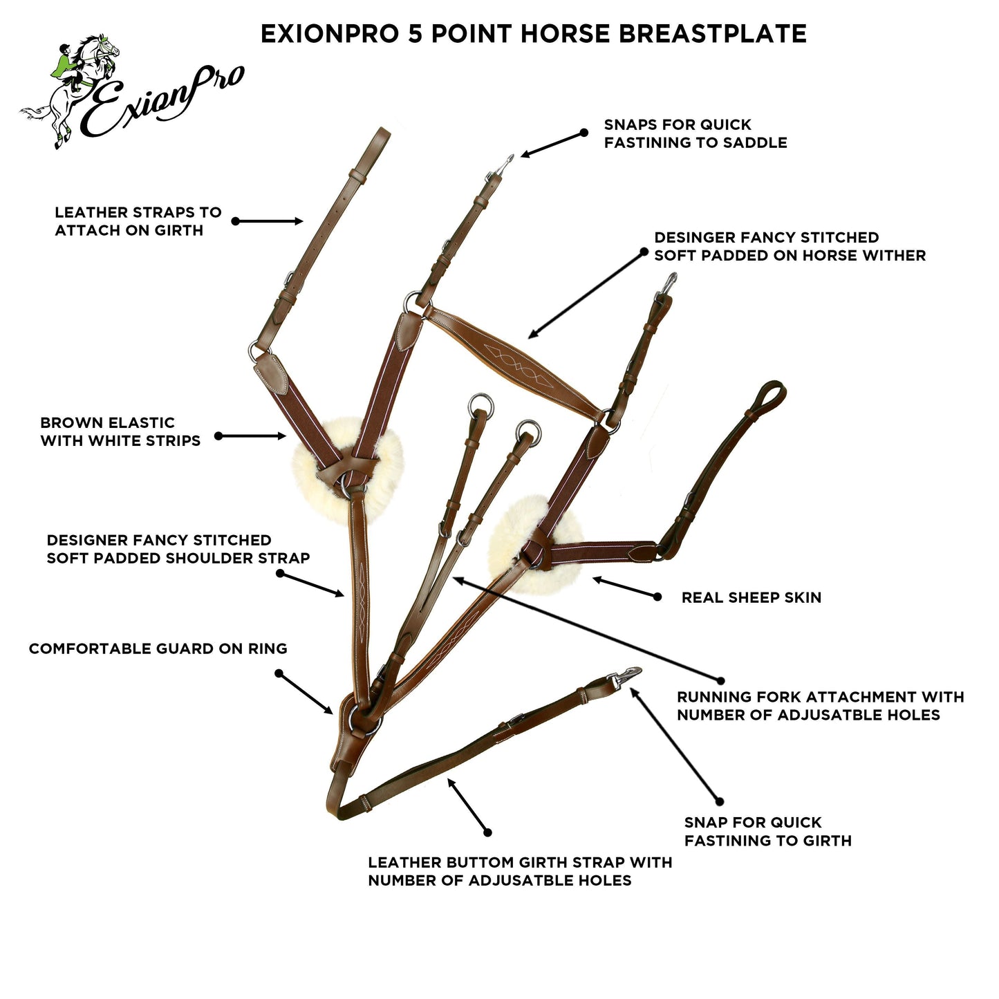 ExionPro 5 Point Breastplate - Matching Elastic