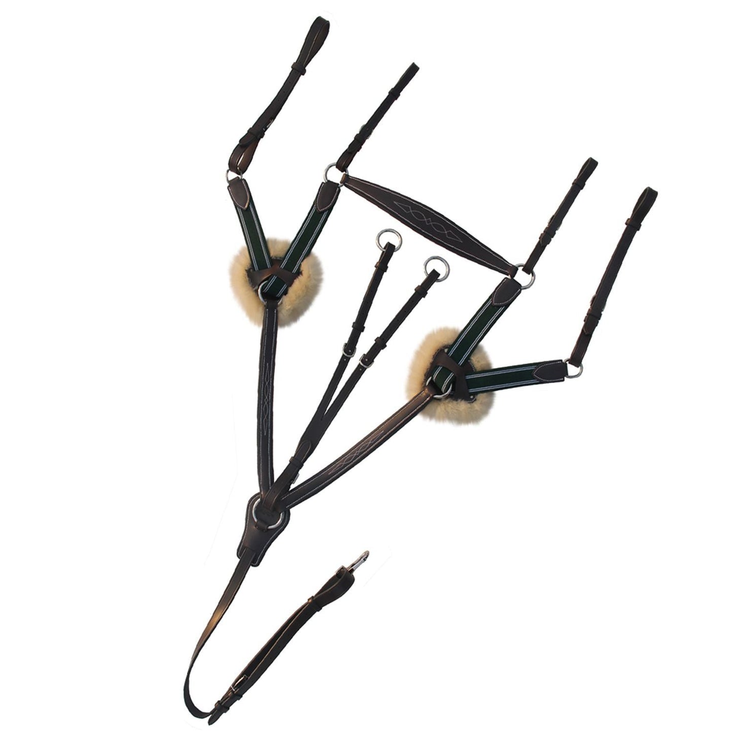 ExionPro 5 Point Breastplate - Green Elastic with White Lines