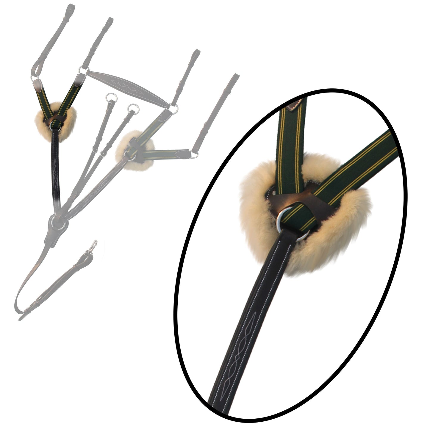 ExionPro 5 Point Breastplate - Green Elastic with Yellow Lines