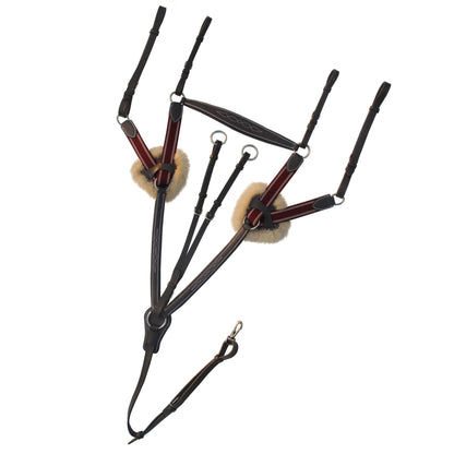 ExionPro 5 Point Breastplate - Burgundy Elastic with White Strips