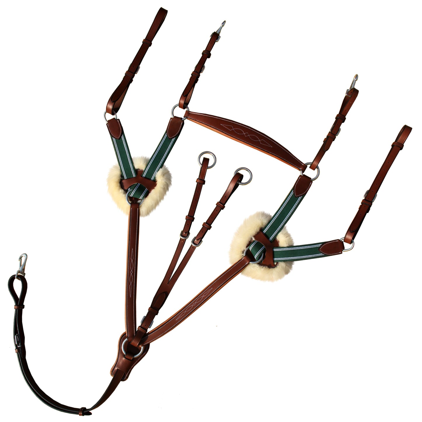 ExionPro 5 Point Breastplate - Green Elastic with White Lines