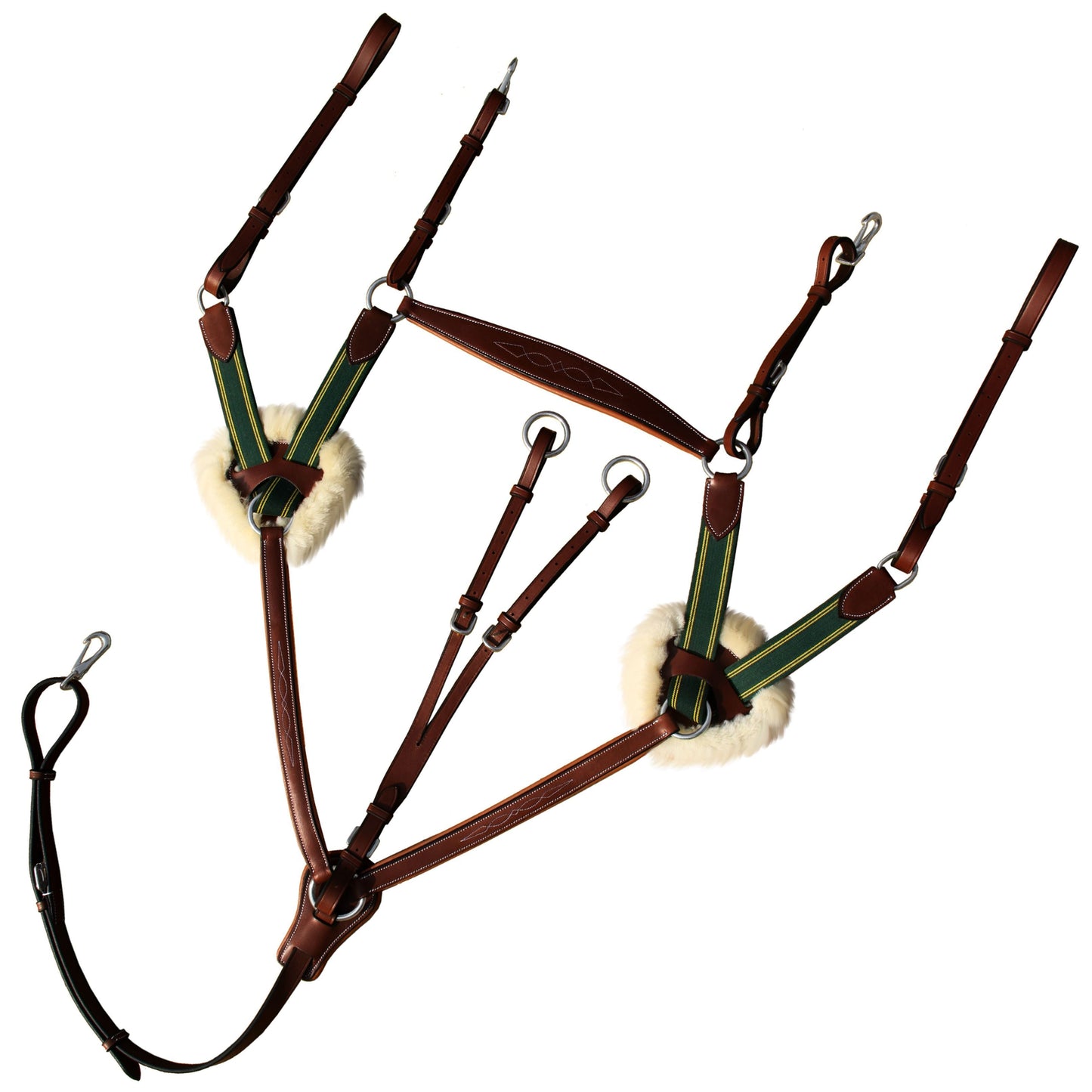 ExionPro 5 Point Breastplate - Green Elastic with Yellow Lines