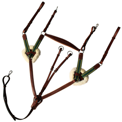 ExionPro 5 Point Breastplate - Green Elastic with Yellow Lines