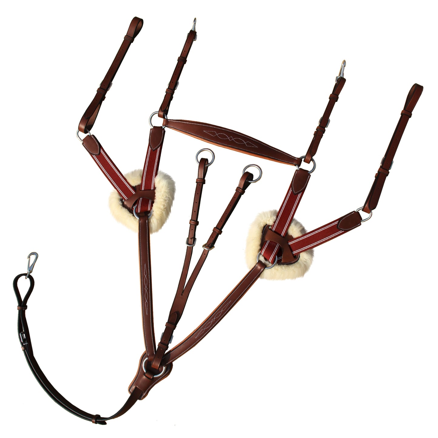 ExionPro 5 Point Breastplate - Burgundy Elastic with White Strips