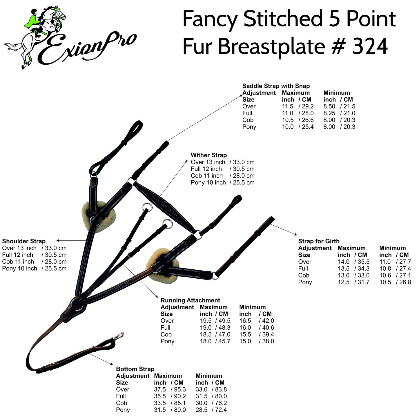 ExionPro 5 Point Breastplate - Green Elastic with Yellow Lines