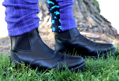 Children's Zip Up Synthetic Paddock Boots: Black / 2 - Riders Choice Supply Co