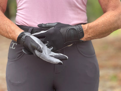 Oil-Tac Copper Tech™️ Leather Premium Riding Glove in Black - Riders Choice Supply Co