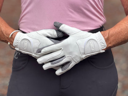 Oil-Tac Copper Tech™️ Leather Premium Riding Glove in White - Riders Choice Supply Co