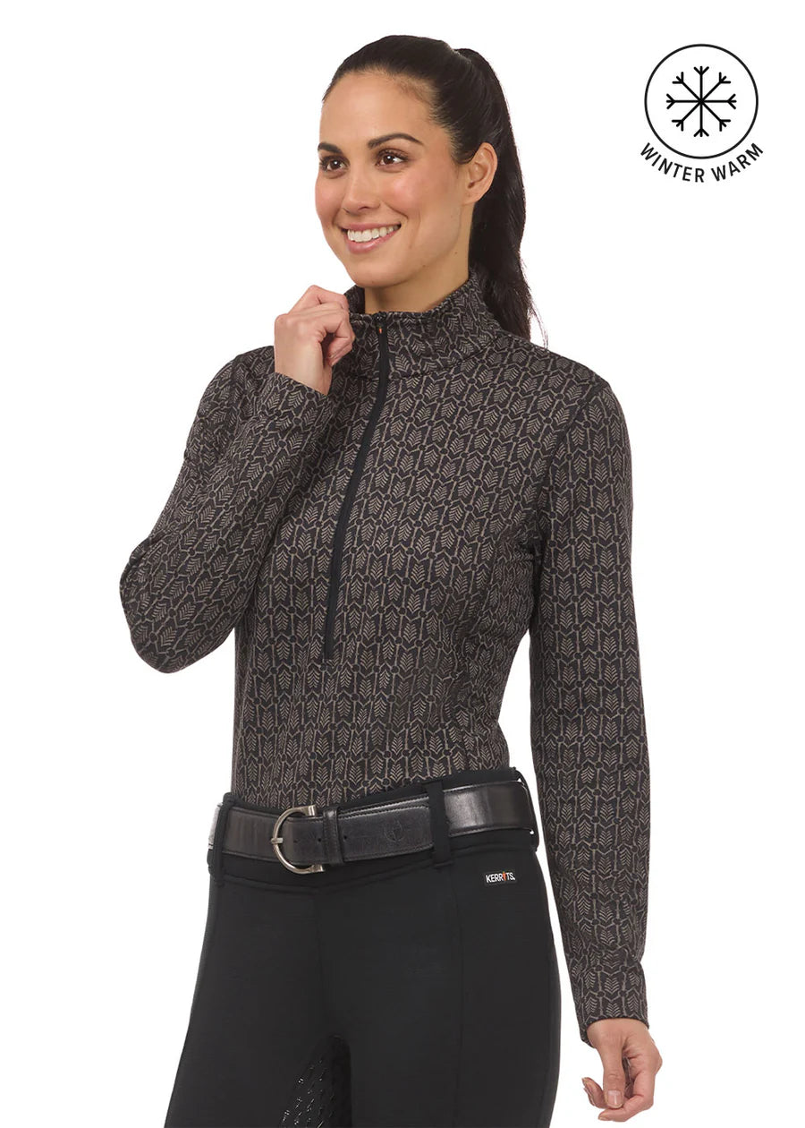 Kerrits Equestrian Apparel Snaffle Fleece Half Zip Top- Black - Riders Choice Supply Co