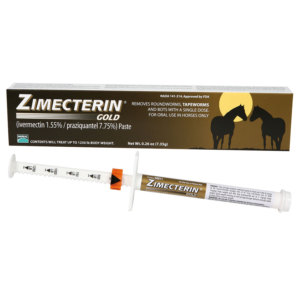 Zimecterin Gold Dewormer Paste 7.35gm for Horses, Treats Tapeworms - Riders Choice Supply Co