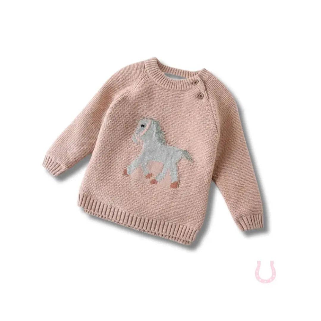 Gwenny Horse Sweater (Blush Pink)