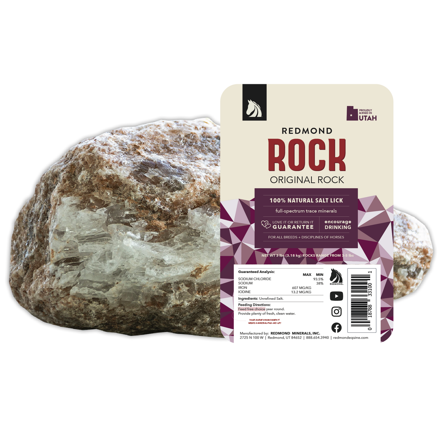 Redmond Rock® - Mined Horse Salt Lick - Riders Choice Supply Co