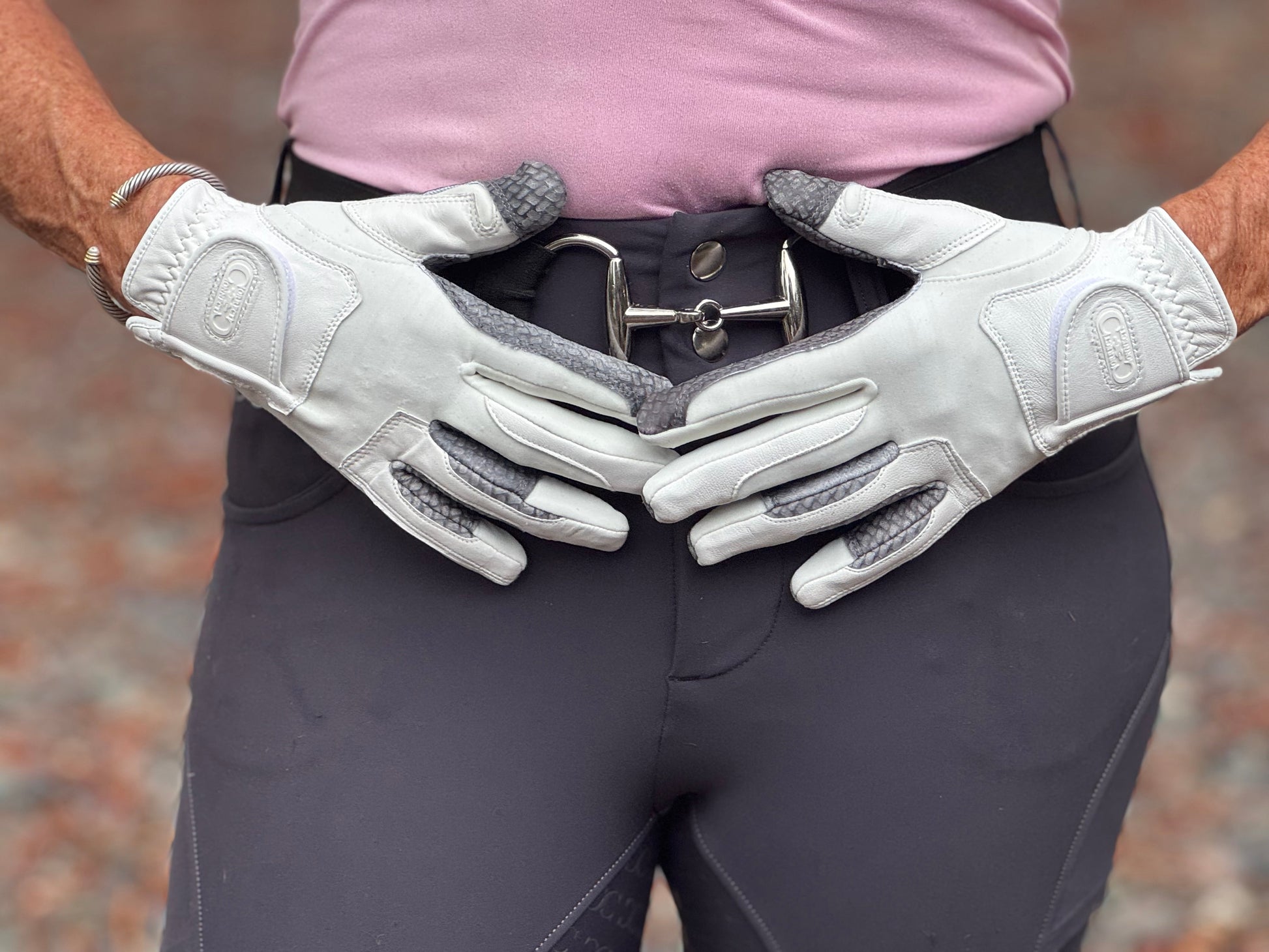 Oil-Tac Copper Tech™️ Leather Premium Riding Glove in White - Riders Choice Supply Co