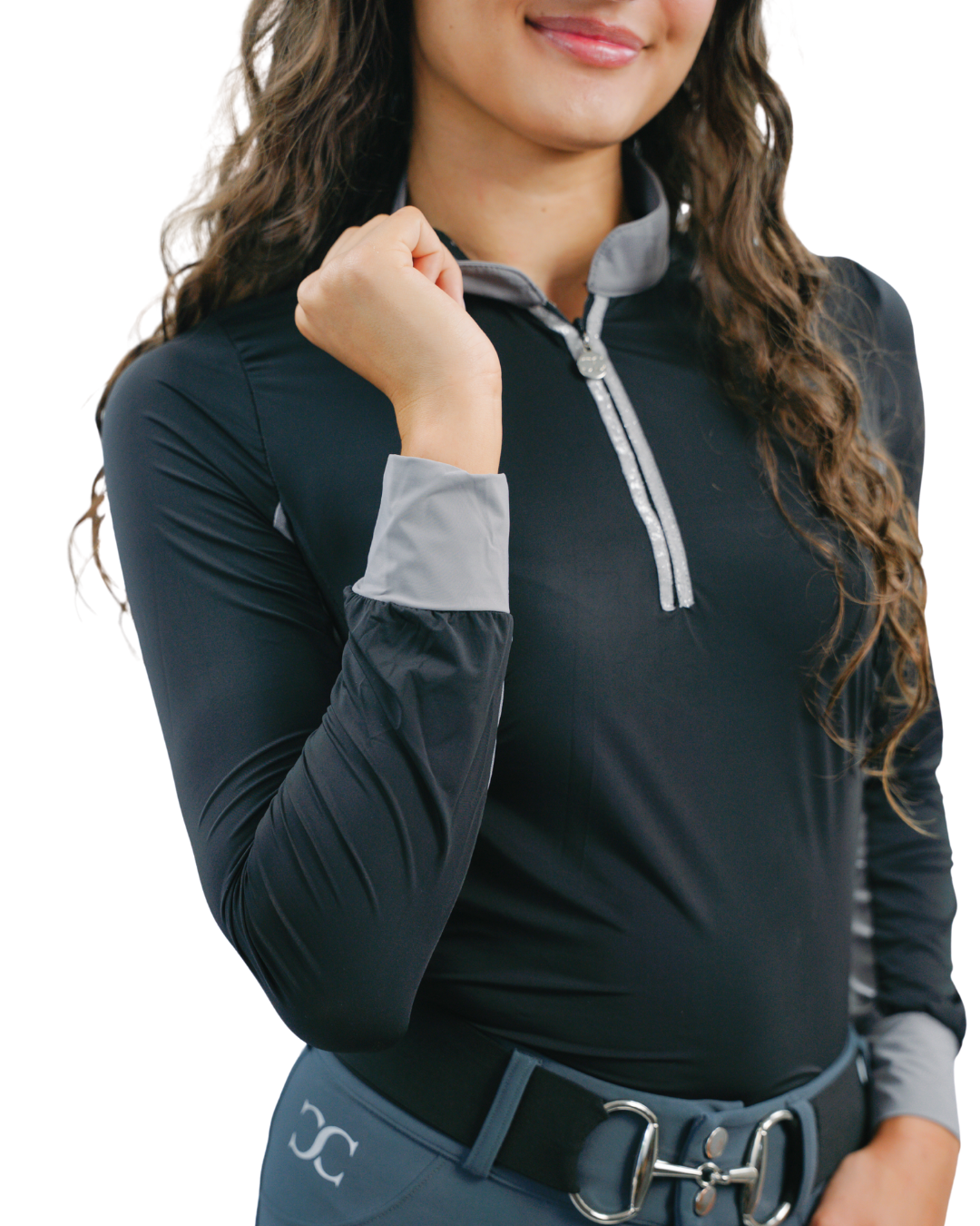 Cool and Comfortable Black Sun Shirt with Glitter Bars - Riders Choice Supply Co