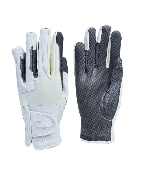 Oil-Tac Copper Tech™️ Leather Premium Riding Glove in White - Riders Choice Supply Co