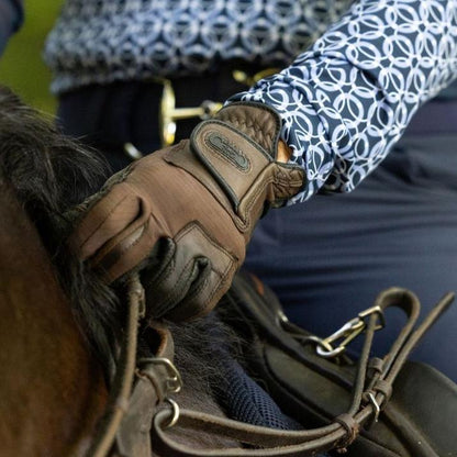 Tackified Copper Tech™️ Leather Premium Riding Glove in Brown - Riders Choice Supply Co