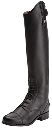 Kid's Heritage Contour Field Zip Tall Riding Boots in Black Leather, US 5 B Medium Tall  Slim Calf