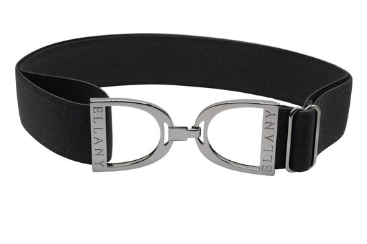 Black - 1.5" Gunmetal Stirrup Elastic Belt