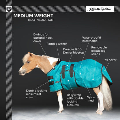Mini 180G Medium Weight Horse Winter Turnout Blanket - Waterproof & Breathable - Riders Choice Supply Co