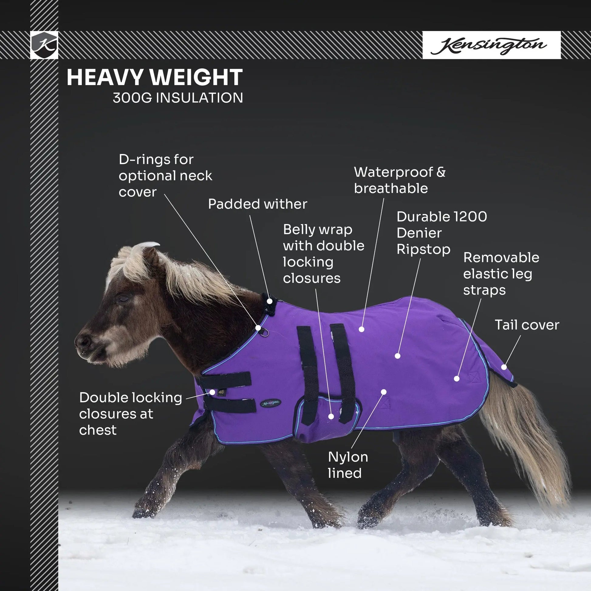 Mini 300G Heavy Weight Horse Winter Turnout Blanket - Waterproof & Breathable - Riders Choice Supply Co