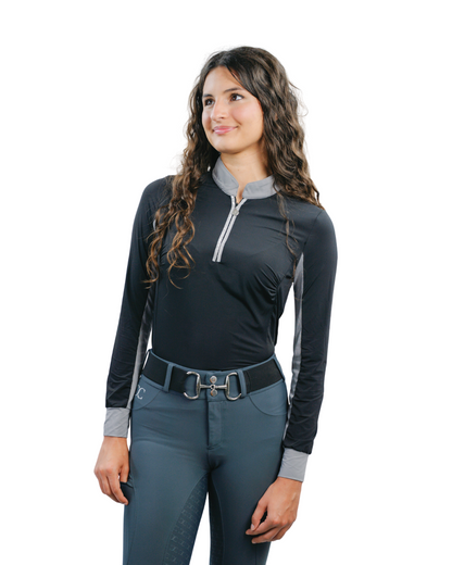 Cool and Comfortable Black Sun Shirt with Glitter Bars - Riders Choice Supply Co
