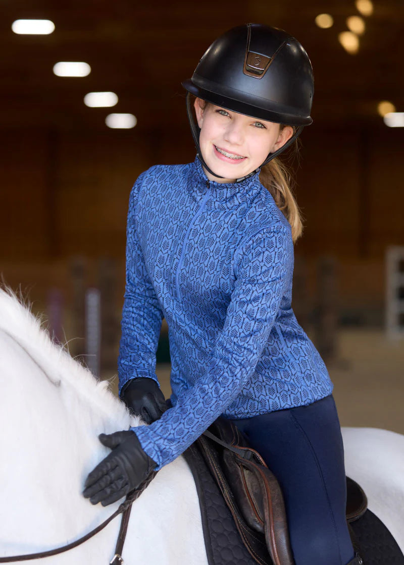 Kerrits Equestrian Kids Snaffle Fleece Half Zip Top - Blue Moon - Riders Choice Supply Co