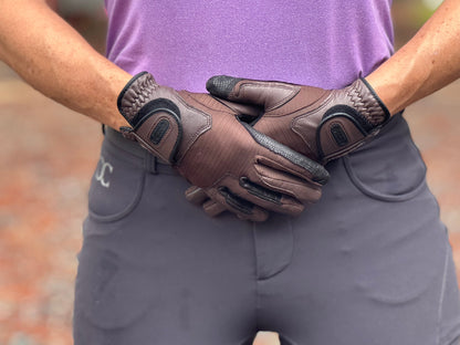 Tackified Copper Tech™️ Leather Premium Riding Glove in Brown - Riders Choice Supply Co