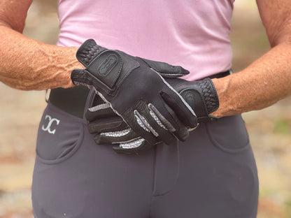 Oil-Tac Copper Tech™️ Leather Premium Riding Glove in Black - Riders Choice Supply Co