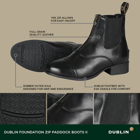 Dublin Kids Foundation Laced Paddock Boots - Brown / Size 13