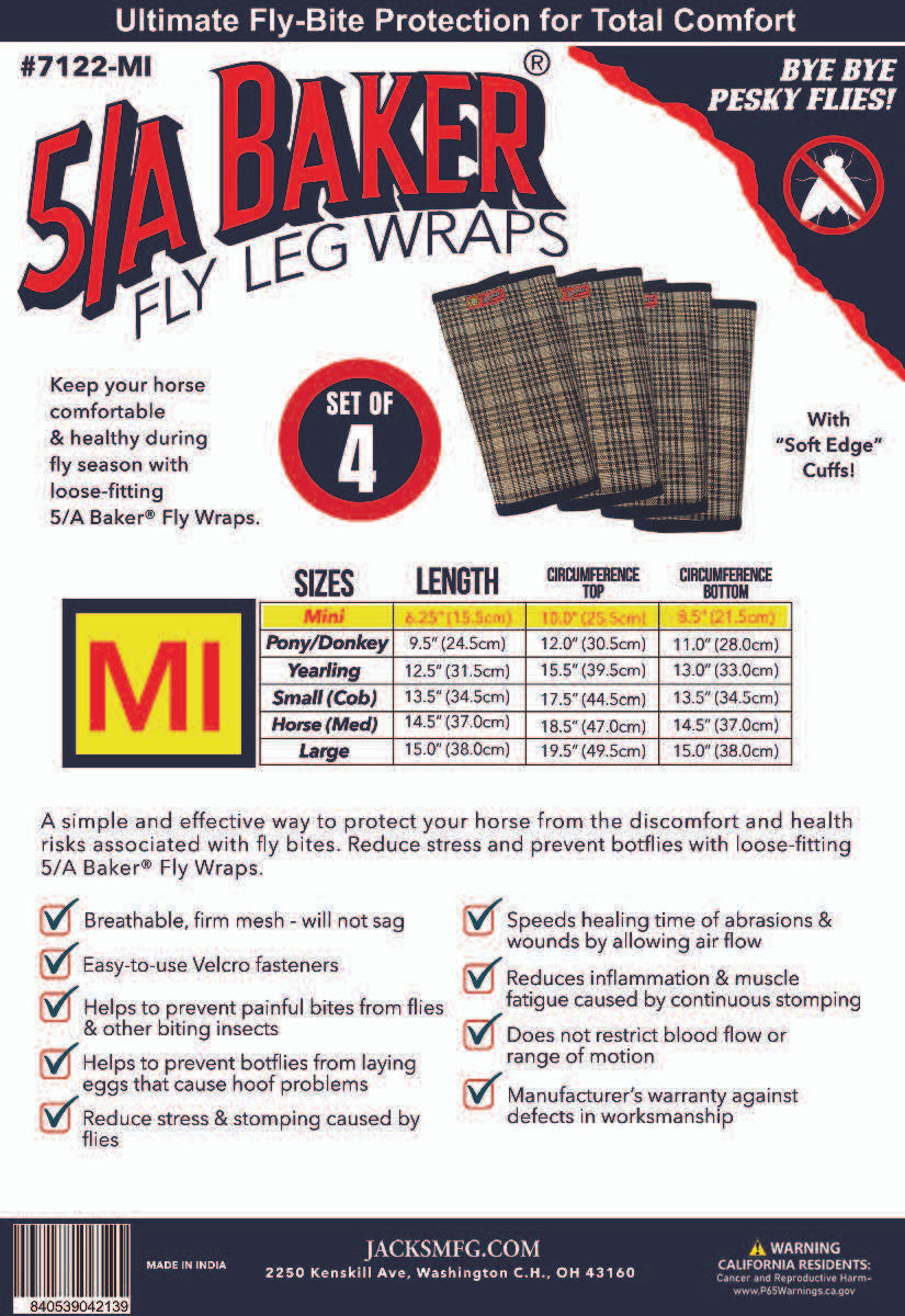 5/A Baker® PVC Mesh Fly Boots - Sold in Sets of 4 - Riders Choice Supply Co