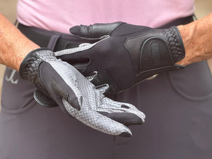 Oil-Tac Copper Tech™️ Leather Premium Riding Glove in Black - Riders Choice Supply Co