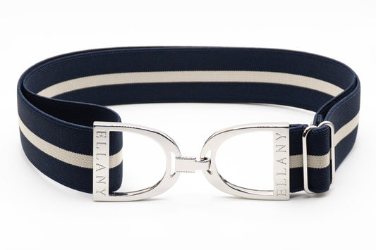 Blueberries & Cream- 1.5" Silver Stirrup Elastic Belt