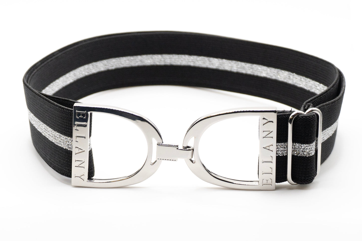 Black & Silver - 1.5" Silver Stirrup Elastic Belt