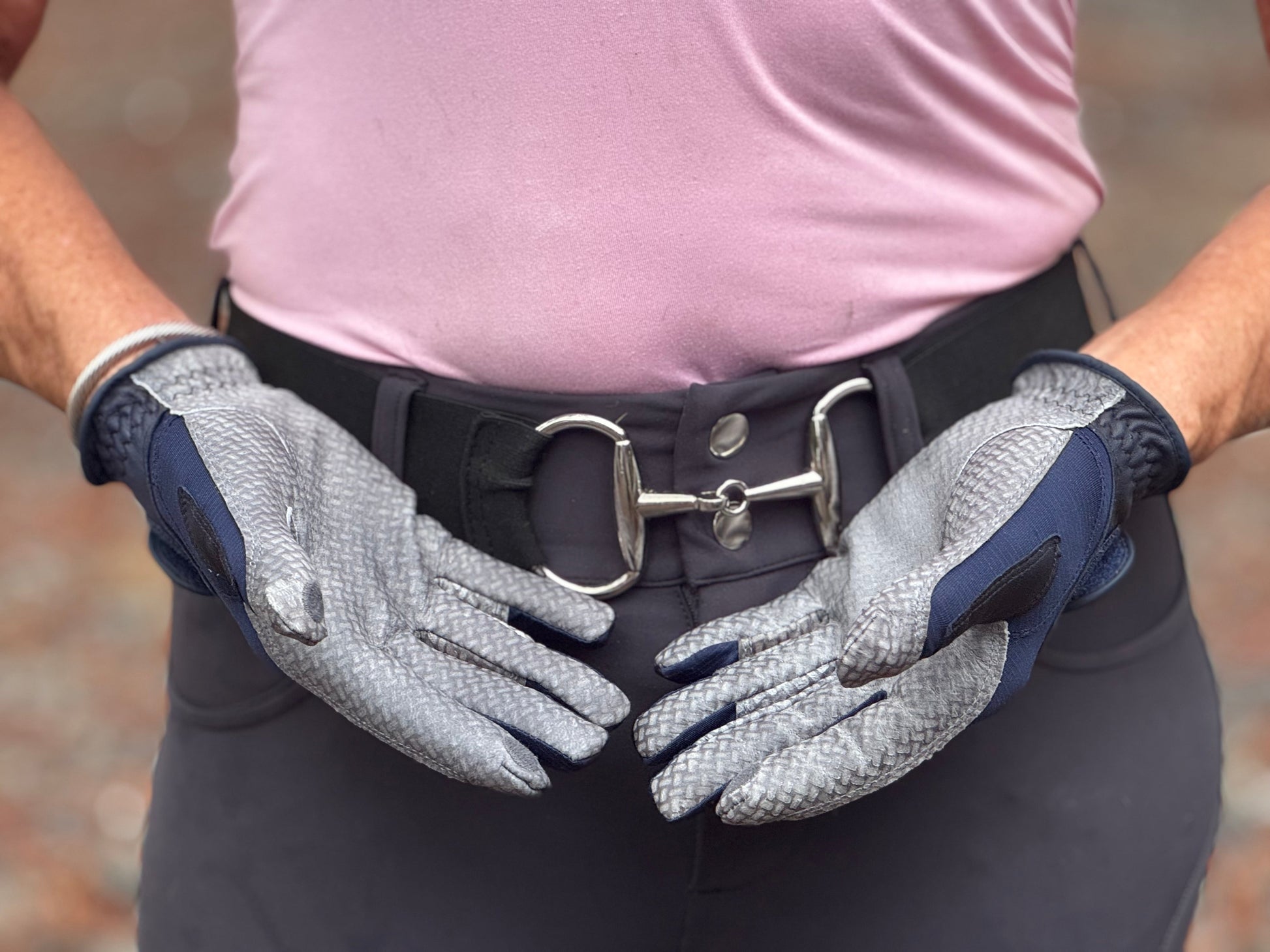 Oil-Tac Copper Tech™️ Leather Premium Riding Glove in Navy - Riders Choice Supply Co