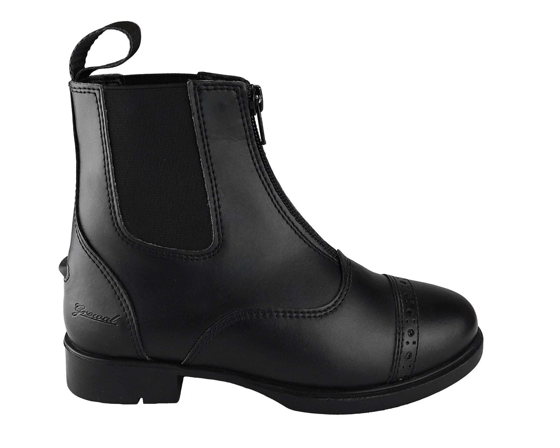 Children's Zip Up Synthetic Paddock Boots: Black / 2 - Riders Choice Supply Co