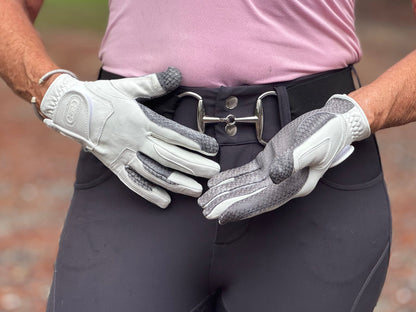 Oil-Tac Copper Tech™️ Leather Premium Riding Glove in White - Riders Choice Supply Co