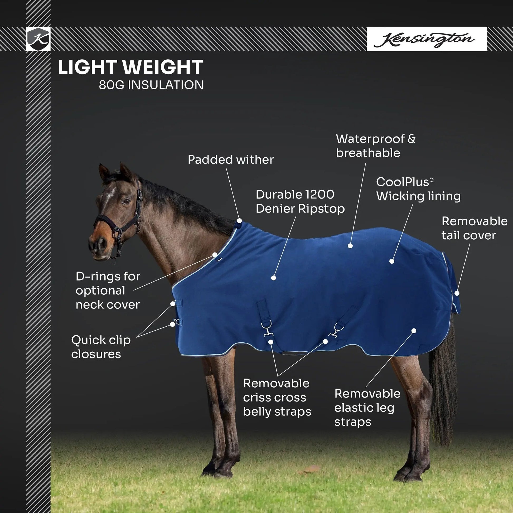Pony Lightweight 80g Horse Winter Turnout Blanket - Waterproof & Breathable - Riders Choice Supply Co