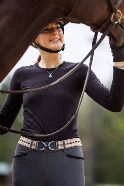 Harlow - 1.5" Gunmetal Stirrup Elastic Belt - Riders Choice Supply Co