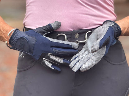 Oil-Tac Copper Tech™️ Leather Premium Riding Glove in Navy - Riders Choice Supply Co