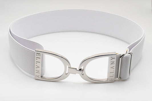 White - 1.5" Silver Stirrup Elastic Belt - Riders Choice Supply Co